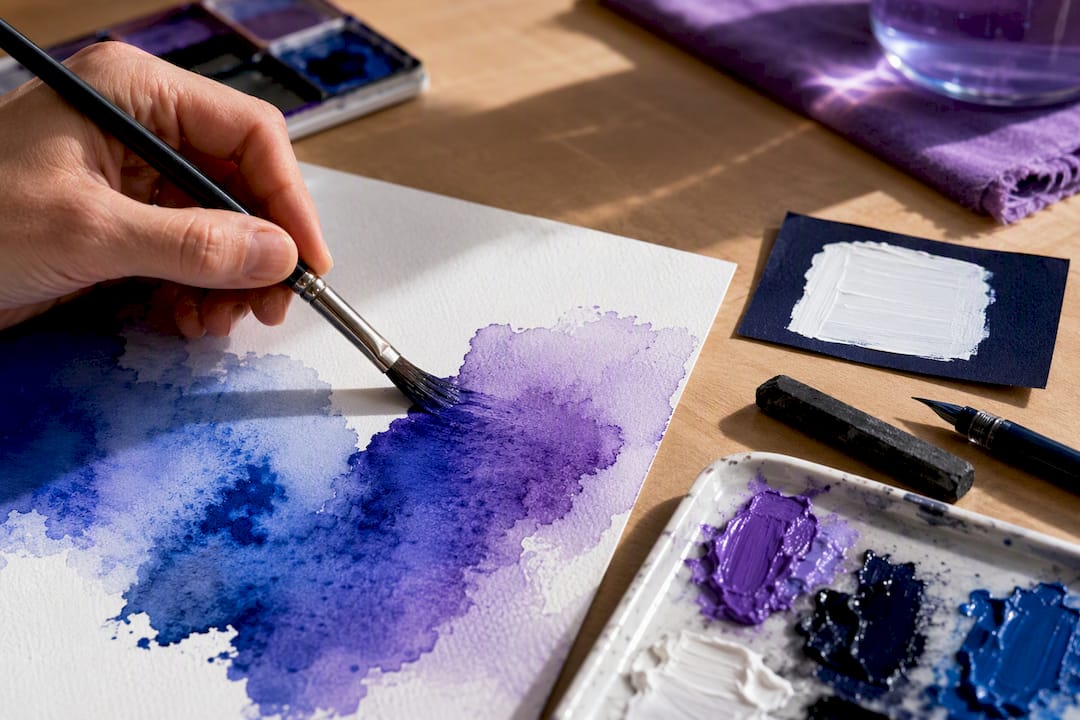 Traditional art tools showing material textures